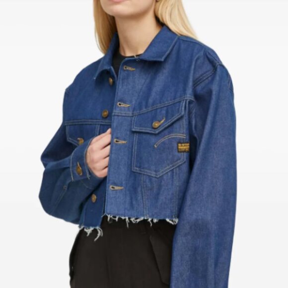 G-Star RAW frayed-edge cropped jacket Sz S NWT - Picture 5 of 12